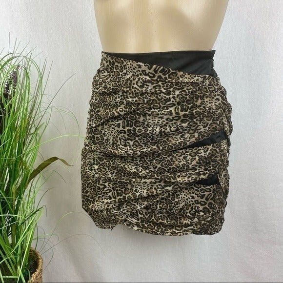 Bebe Brown & Black animal print layered bandage mini skirt M - Picture 1 of 7